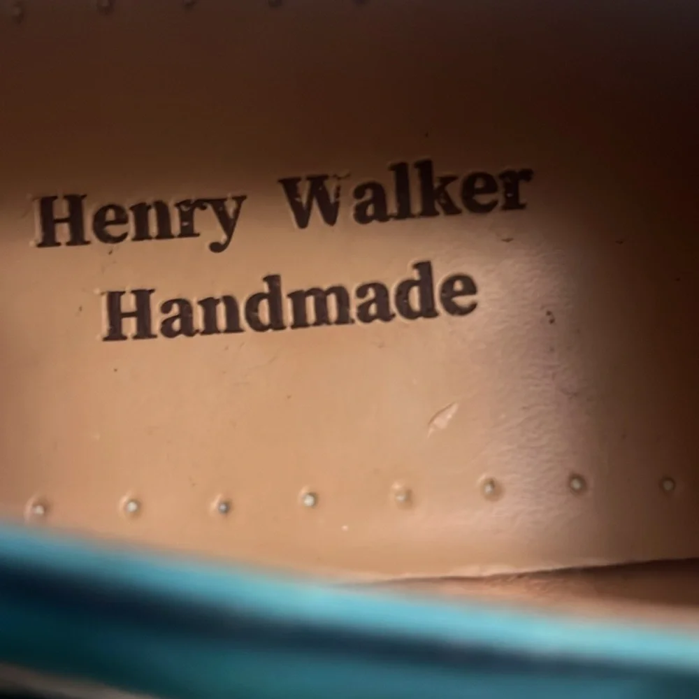 HENRY WALKER HANDMADE TWO TONE WINGTIP BLUCHER OXFORD DRESS SHOES‎ SIZE 47